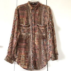 Zara Multicolor Patterned Button Down Shirt